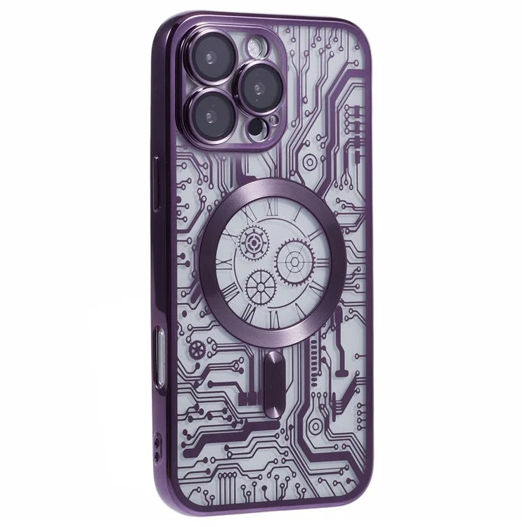 AR Series For iPhone 16 Pro Max Case Compatible with MagSafe Gear Design TPU Phone Cover with Lens Film