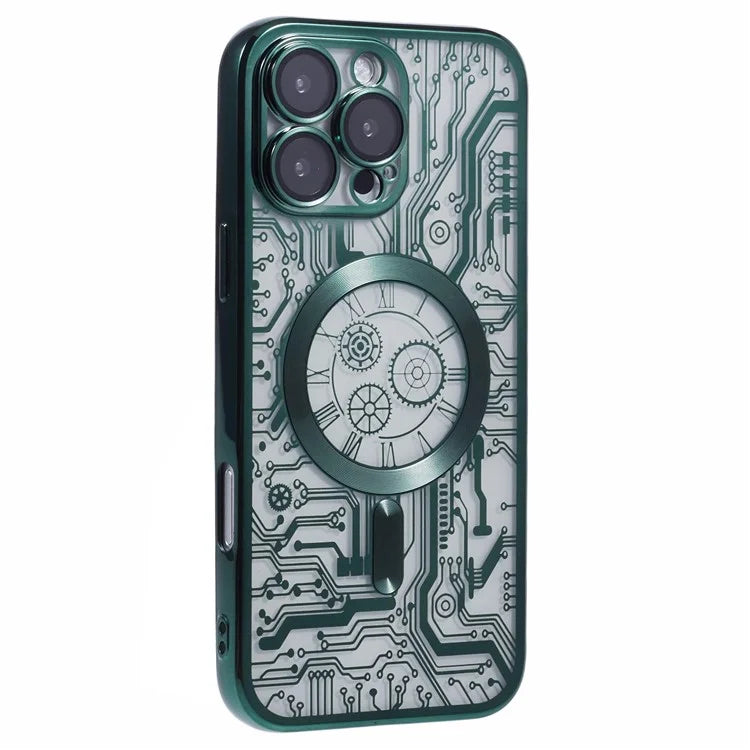AR Series For iPhone 16 Pro Max Case Compatible with MagSafe Gear Design TPU Phone Cover with Lens Film