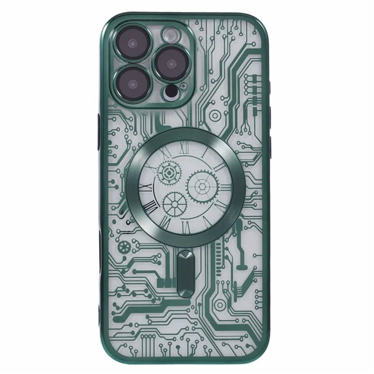 AR Series For iPhone 16 Pro Max Case Compatible with MagSafe Gear Design TPU Phone Cover with Lens Film