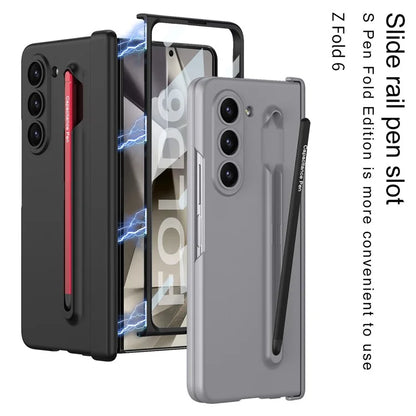 GKK For Samsung Galaxy Z Fold6 5G Case Magnetic Hinge Protector PC Phone Cover with Screen Film, Pencil
