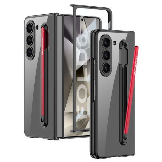 GKK For Samsung Galaxy Z Fold6 5G Case Electroplating PC Phone Cover with Screen Film, Pencil