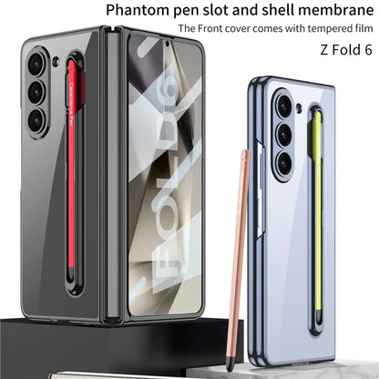 GKK For Samsung Galaxy Z Fold6 5G Case Electroplating PC Phone Cover with Screen Film, Pencil