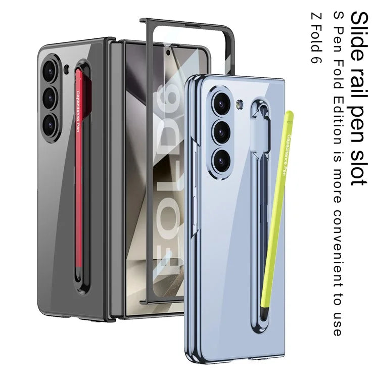 GKK For Samsung Galaxy Z Fold6 5G Case Electroplating PC Phone Cover with Screen Film, Pencil