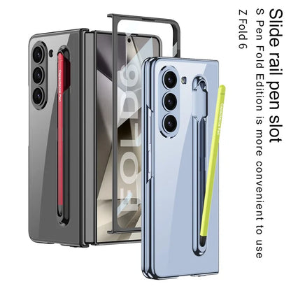 GKK For Samsung Galaxy Z Fold6 5G Case Electroplating PC Phone Cover with Screen Film, Pencil