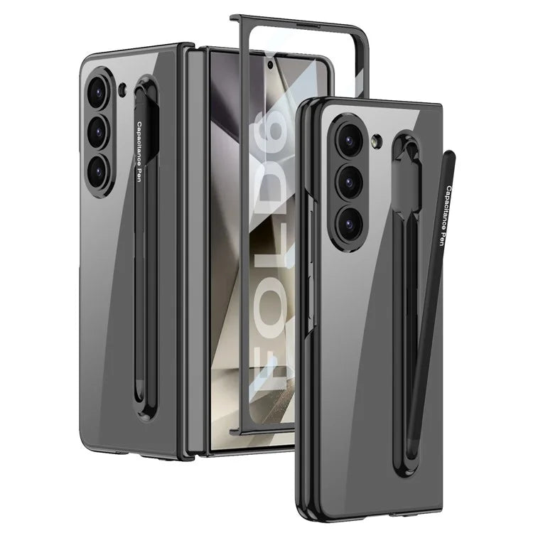 GKK For Samsung Galaxy Z Fold6 5G Case Electroplating PC Phone Cover with Screen Film, Pencil
