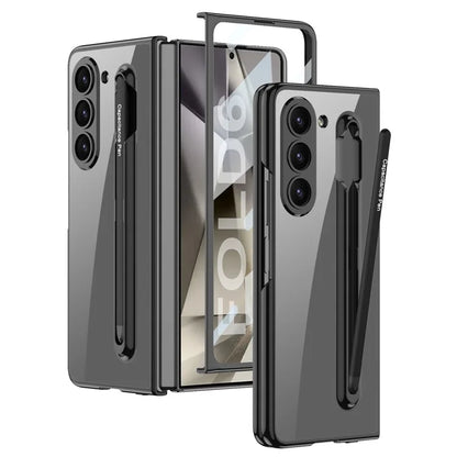 GKK For Samsung Galaxy Z Fold6 5G Case Electroplating PC Phone Cover with Screen Film, Pencil