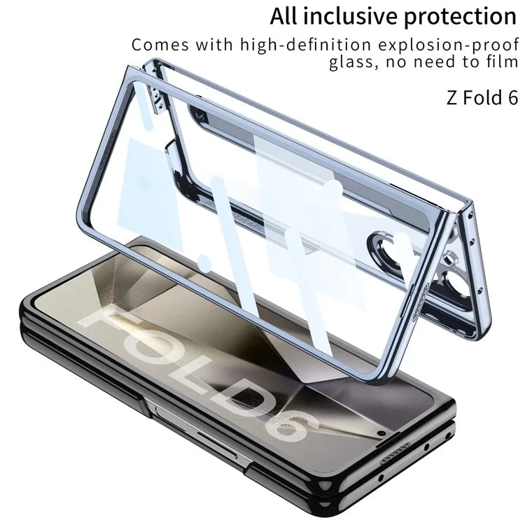 GKK For Samsung Galaxy Z Fold6 5G Case Electroplating PC Phone Cover with Screen Film, Pencil