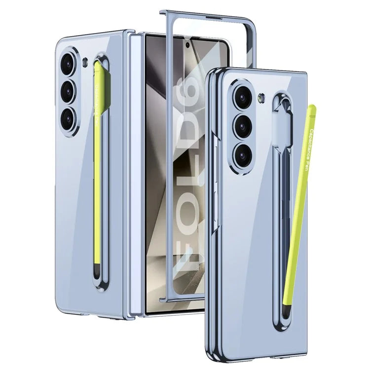 GKK For Samsung Galaxy Z Fold6 5G Case Electroplating PC Phone Cover with Screen Film, Pencil