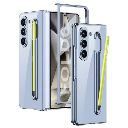 GKK For Samsung Galaxy Z Fold6 5G Case Electroplating PC Phone Cover with Screen Film, Pencil