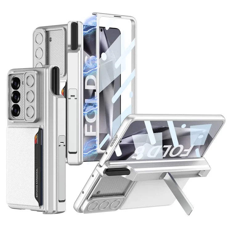 GKK For Samsung Galaxy Z Fold6 5G Case Magnetic Hinge Protection PC Phone Cover with Screen Film, Pencil Holder