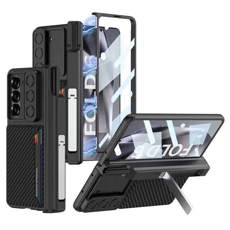 GKK For Samsung Galaxy Z Fold6 5G Case Magnetic Hinge Protection PC Phone Cover with Screen Film, Pencil Holder