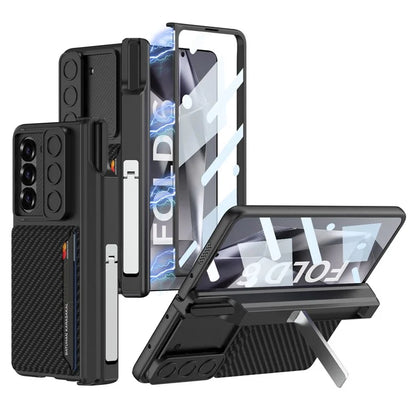 GKK For Samsung Galaxy Z Fold6 5G Case Magnetic Hinge Protection PC Phone Cover with Screen Film, Pencil Holder
