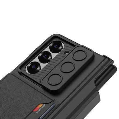 GKK For Samsung Galaxy Z Fold6 5G Case Magnetic Hinge Protection PC Phone Cover with Screen Film, Pencil Holder
