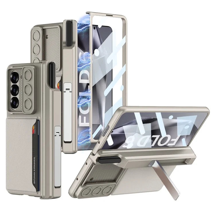 GKK For Samsung Galaxy Z Fold6 5G Case Magnetic Hinge Protection PC Phone Cover with Screen Film, Pencil Holder