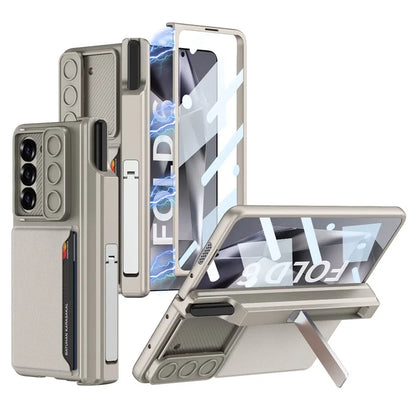 GKK For Samsung Galaxy Z Fold6 5G Case Magnetic Hinge Protection PC Phone Cover with Screen Film, Pencil Holder