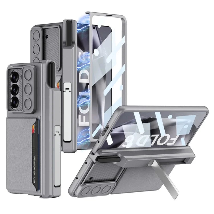 GKK For Samsung Galaxy Z Fold6 5G Case Magnetic Hinge Protection PC Phone Cover with Screen Film, Pencil Holder