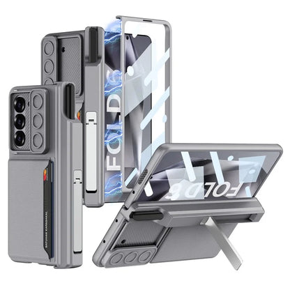 GKK For Samsung Galaxy Z Fold6 5G Case Magnetic Hinge Protection PC Phone Cover with Screen Film, Pencil Holder