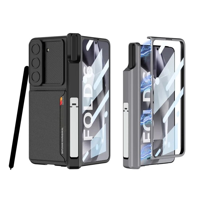 GKK For Samsung Galaxy Z Fold6 5G Case Magnetic Hinge Protection PC Phone Cover with Screen Film, Pencil Holder
