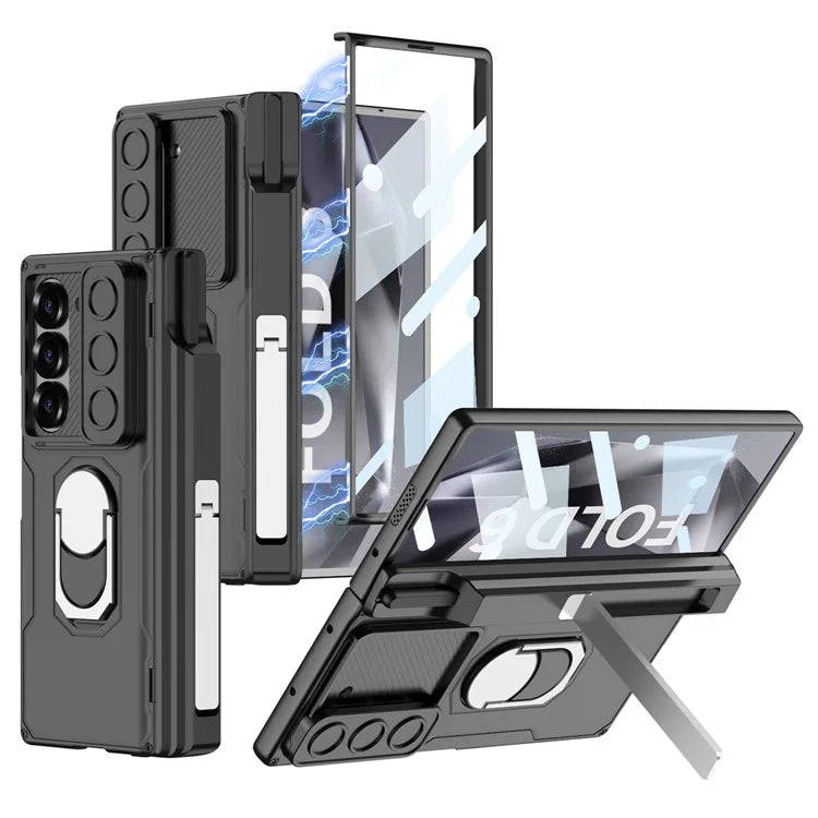 GKK For Samsung Galaxy Z Fold6 5G Kickstand Case Magnetic Hinge Protection PC Phone Cover with Screen Film