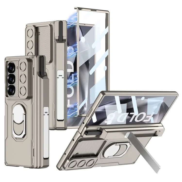 GKK For Samsung Galaxy Z Fold6 5G Kickstand Case Magnetic Hinge Protection PC Phone Cover with Screen Film