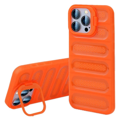For iPhone 16 Pro Max Case Heat Dissipation Kickstand Airbags Anti-Drop TPU+PC Phone Cover