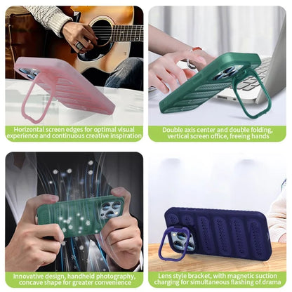 For iPhone 16 Pro Max Case Heat Dissipation Kickstand Airbags Anti-Drop TPU+PC Phone Cover
