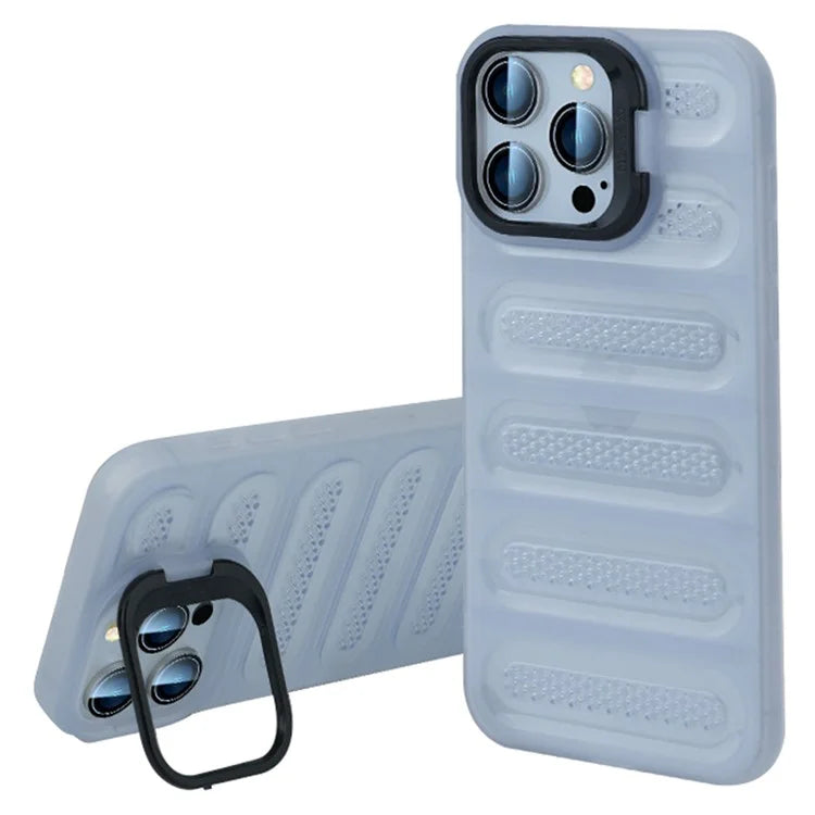 For iPhone 16 Pro Max Case Heat Dissipation Kickstand Airbags Anti-Drop TPU+PC Phone Cover