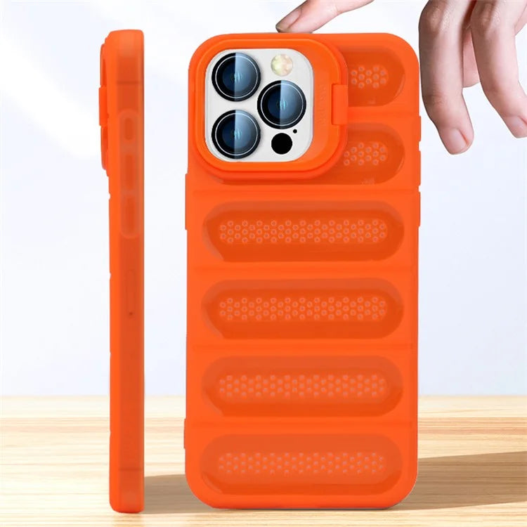 For iPhone 16 Pro Max Case Heat Dissipation Kickstand Airbags Anti-Drop TPU+PC Phone Cover