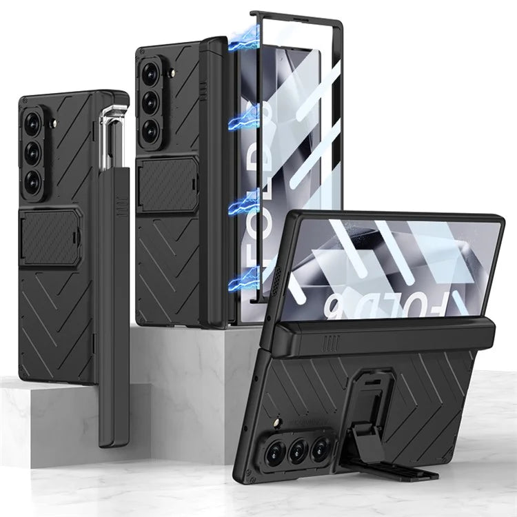 GKK For Samsung Galaxy Z Fold6 5G Case Magnetic Hinge Protection Kickstand PC Phone Cover with Screen Film