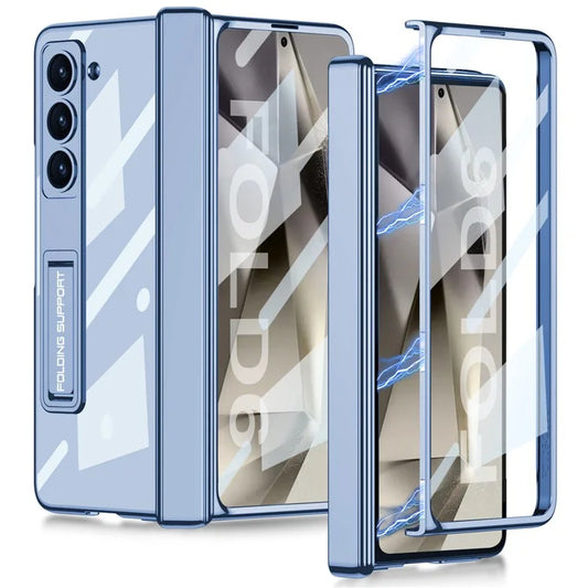 GKK For Samsung Galaxy Z Fold6 5G Case Electroplating Kickstand PC Phone Cover with Screen Film