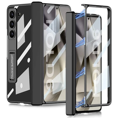 GKK For Samsung Galaxy Z Fold6 5G Case Electroplating Kickstand PC Phone Cover with Screen Film