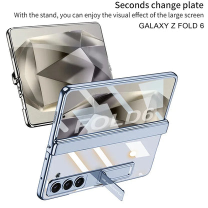 GKK For Samsung Galaxy Z Fold6 5G Case Electroplating Kickstand PC Phone Cover with Screen Film
