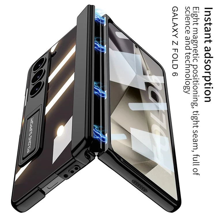 GKK For Samsung Galaxy Z Fold6 5G Case Electroplating Kickstand PC Phone Cover with Screen Film