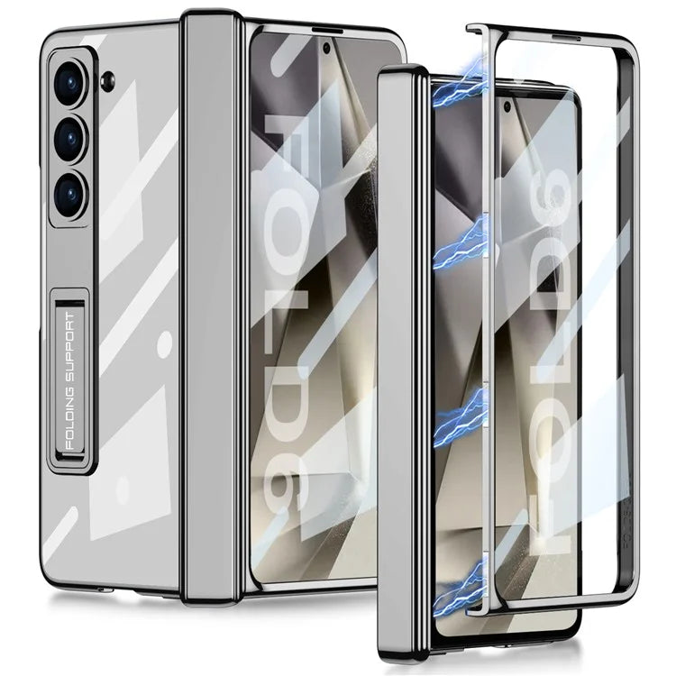 GKK For Samsung Galaxy Z Fold6 5G Case Electroplating Kickstand PC Phone Cover with Screen Film