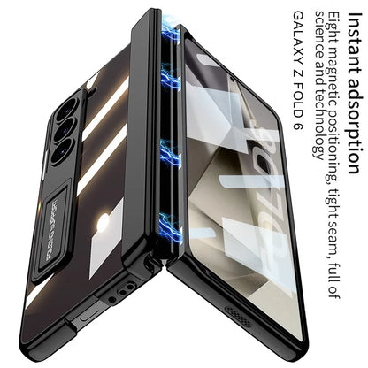 GKK For Samsung Galaxy Z Fold6 5G Case Electroplating Kickstand PC Phone Cover with Screen Film