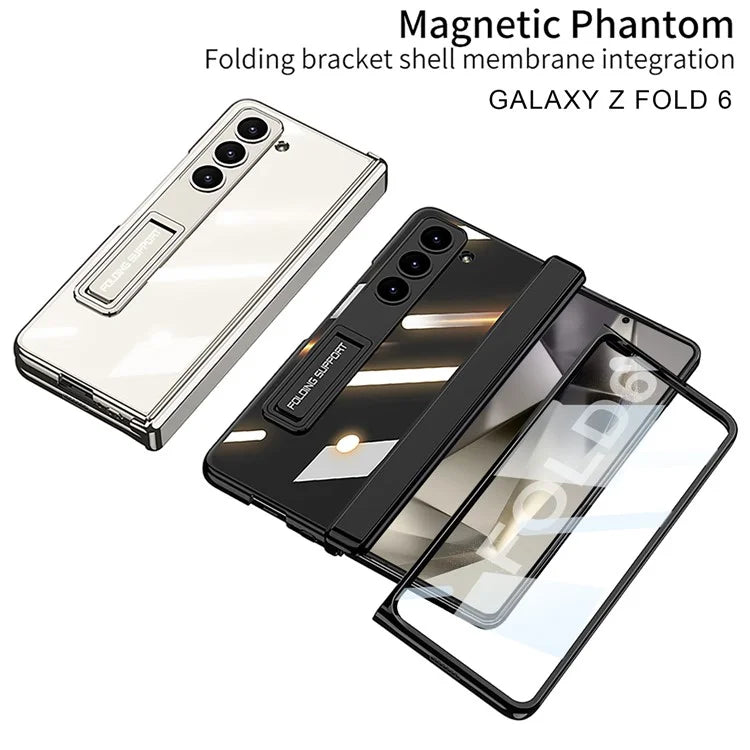 GKK For Samsung Galaxy Z Fold6 5G Case Electroplating Kickstand PC Phone Cover with Screen Film