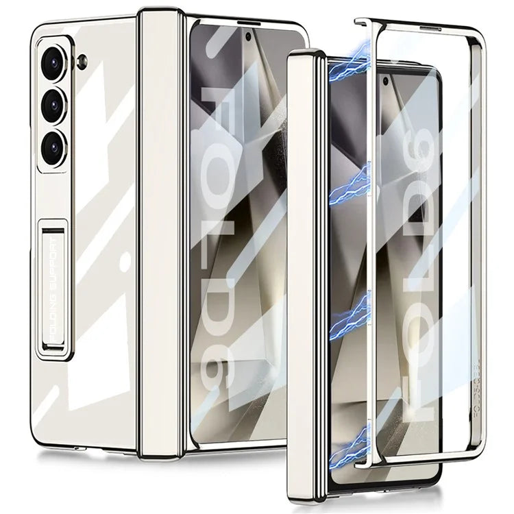 GKK For Samsung Galaxy Z Fold6 5G Case Electroplating Kickstand PC Phone Cover with Screen Film