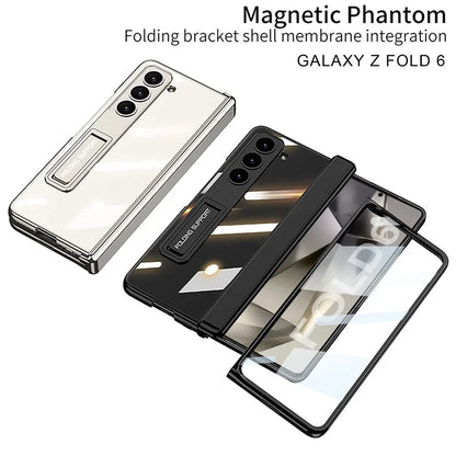 GKK For Samsung Galaxy Z Fold6 5G Case Electroplating Kickstand PC Phone Cover with Screen Film