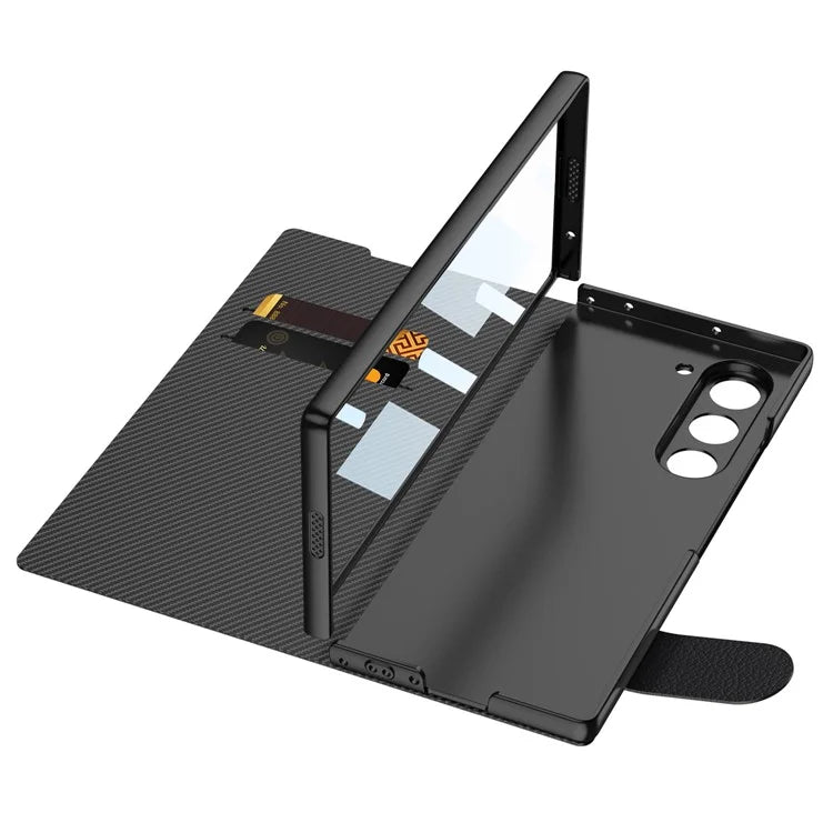 GKK For Samsung Galaxy Z Fold6 5G Stand Case PC+PU Phone Cover with Screen Film