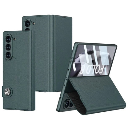 GKK For Samsung Galaxy Z Fold6 5G Stand Case PC+PU Phone Cover with Screen Film