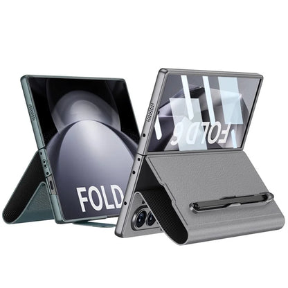 GKK For Samsung Galaxy Z Fold6 5G Stand Case PC+PU Phone Cover with Screen Film