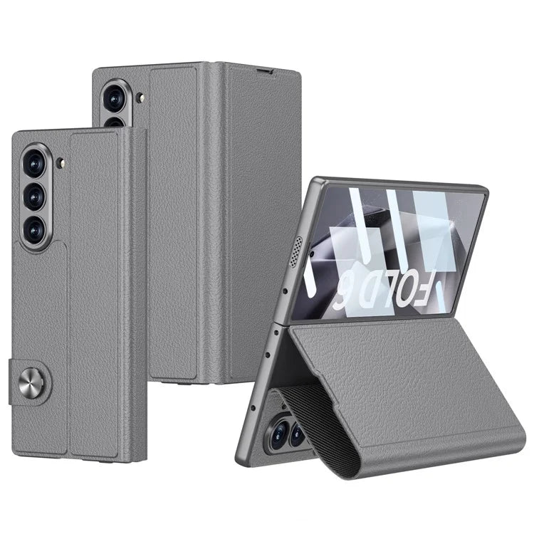 GKK For Samsung Galaxy Z Fold6 5G Stand Case PC+PU Phone Cover with Screen Film