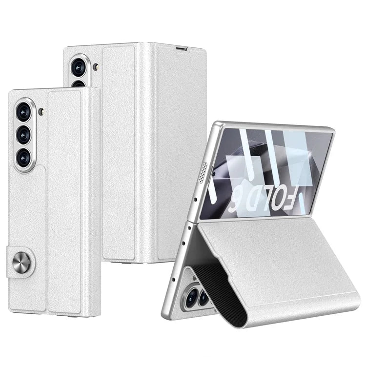 GKK For Samsung Galaxy Z Fold6 5G Stand Case PC+PU Phone Cover with Screen Film