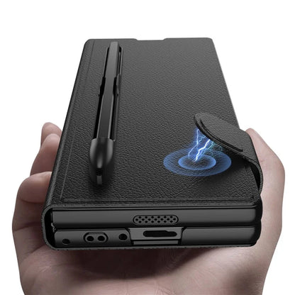 GKK For Samsung Galaxy Z Fold6 5G Stand Case PC+PU Phone Cover with Screen Film