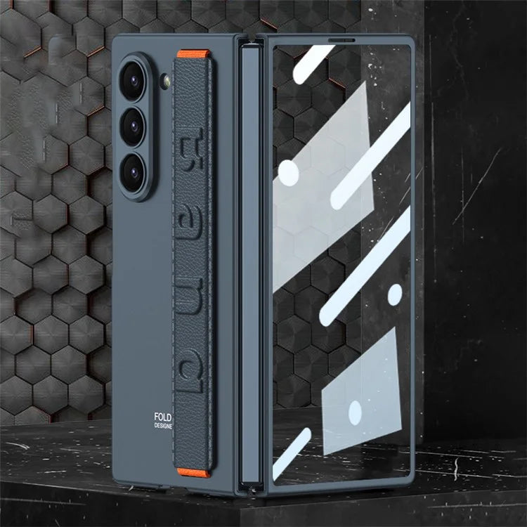 GKK For Samsung Galaxy Z Fold6 5G Case Band Strap Hard PC Phone Cover with Screen Film