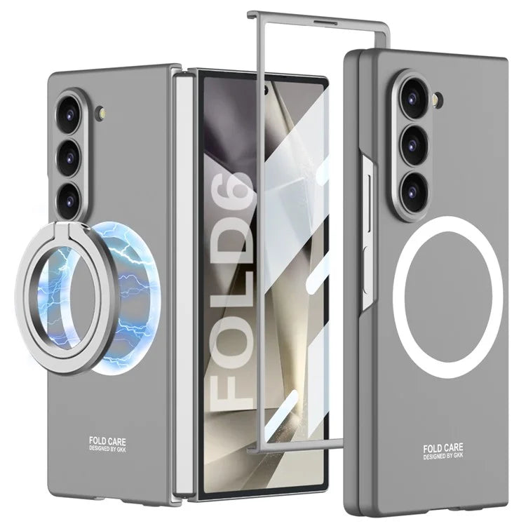 GKK For Samsung Galaxy Z Fold6 5G Magnetic Case PC Phone Cover with Screen Film, Magnetic Kickstand