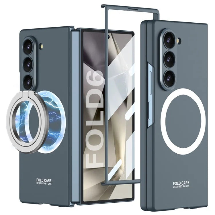GKK For Samsung Galaxy Z Fold6 5G Magnetic Case PC Phone Cover with Screen Film, Magnetic Kickstand