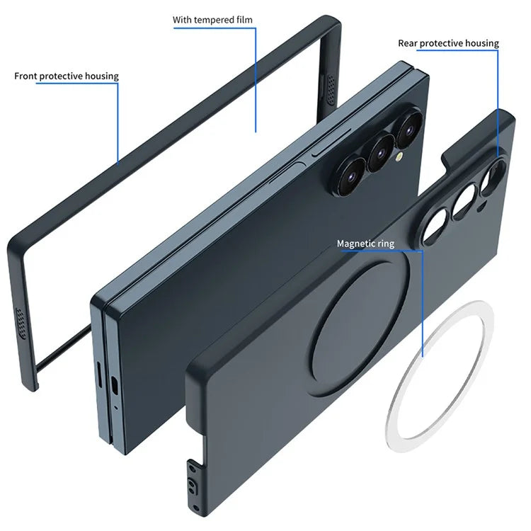 GKK For Samsung Galaxy Z Fold6 5G Magnetic Case PC Phone Cover with Screen Film, Magnetic Kickstand