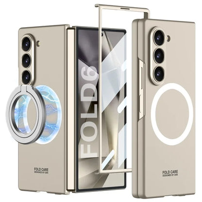 GKK For Samsung Galaxy Z Fold6 5G Magnetic Case PC Phone Cover with Screen Film, Magnetic Kickstand