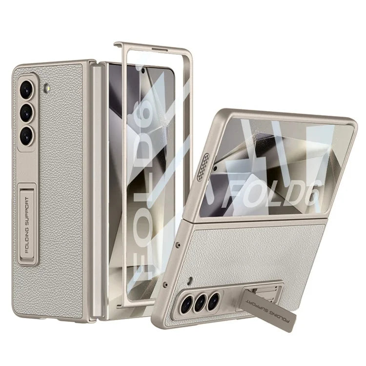 GKK For Samsung Galaxy Z Fold6 5G Case Shockproof Hard PC+PU Phone Cover with Screen Film